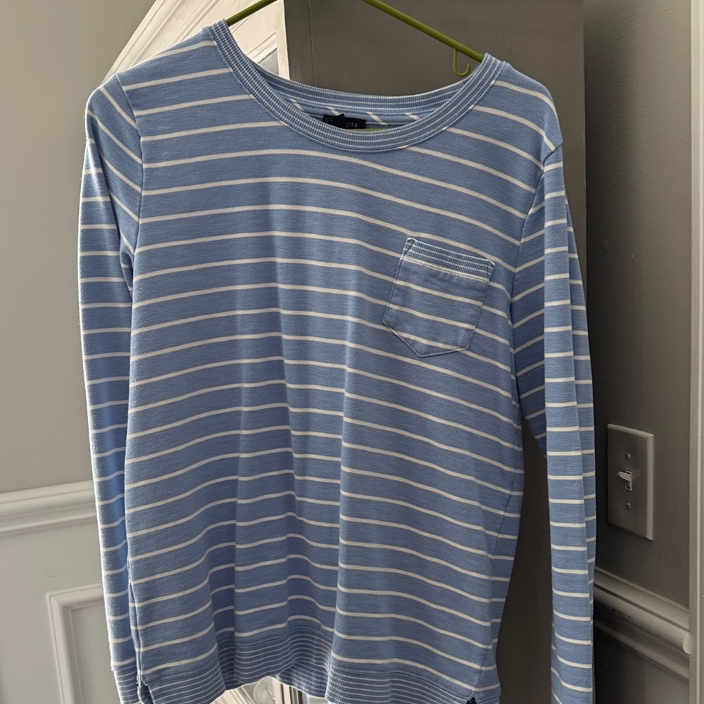 Talbots Light Blue and White Striped Top